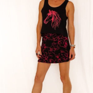 Philippa toby flowy mini skirt black and pink 1